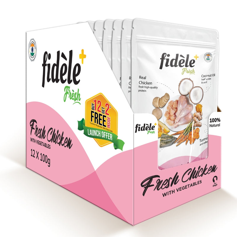 Fidele+ Fresh Chicken With Vegetables Pouch 100 Gm