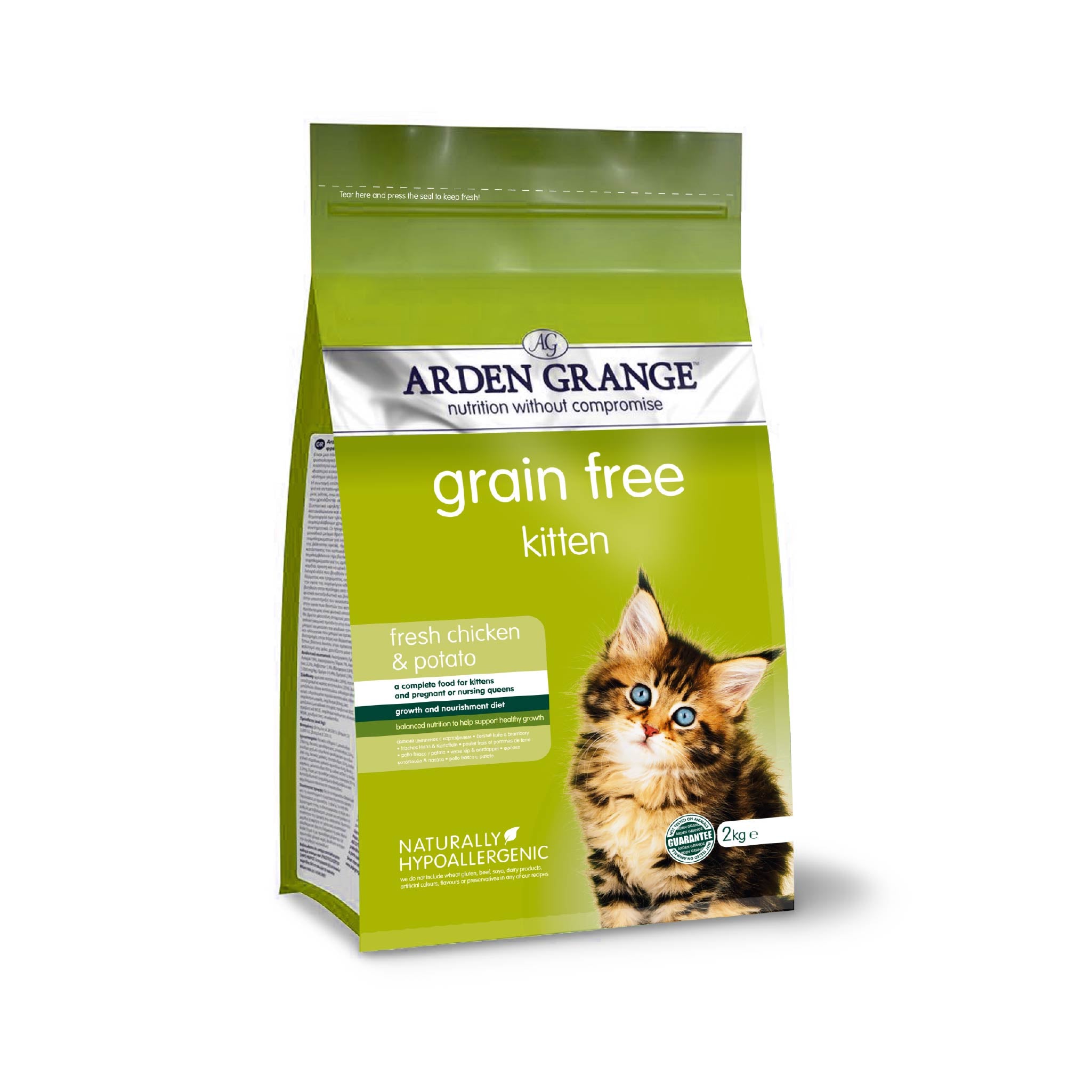 Arden Grange Grain Free Dry Kitten Food Fresh Chicken Potato Orange Pet Nutrition