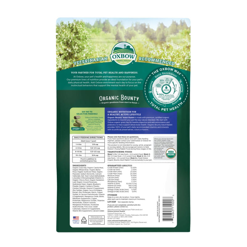 OXBOW Organic Bounty Adult Rabbit Food – Complete & Balanced Nutrition 1.36 kg