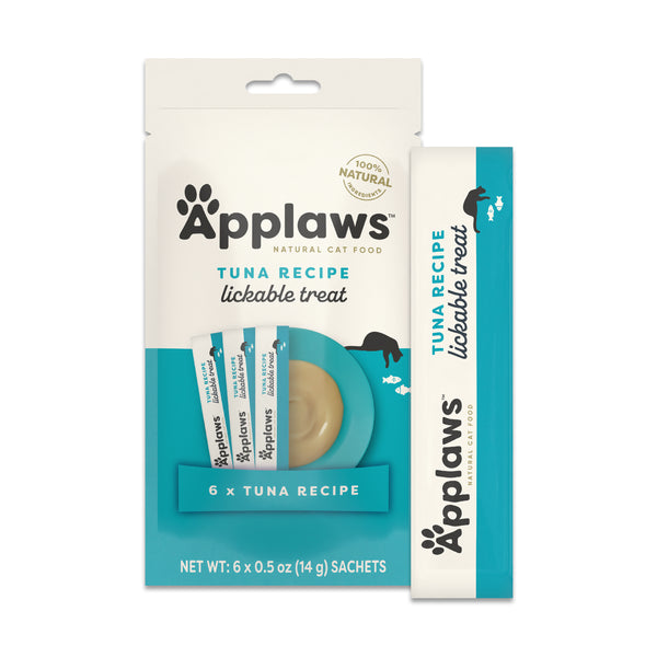 Applaws Natural Grain-Free Complementary Wet Cat Treats – Tuna Recipe Lickable Treats, 6 x 15g