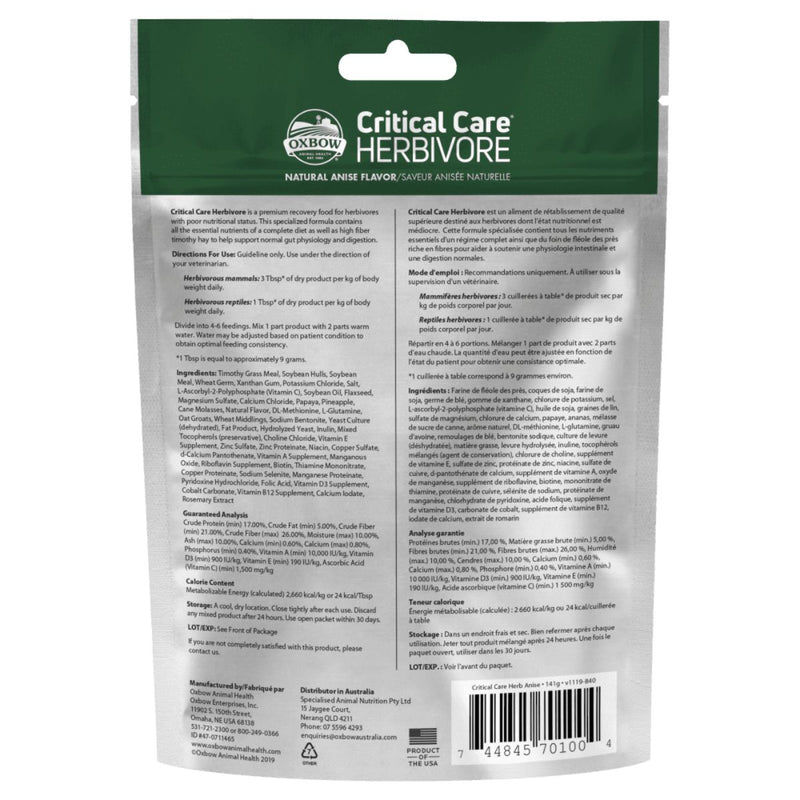 OXBOW Critical Care Herbivore Anise 141gm