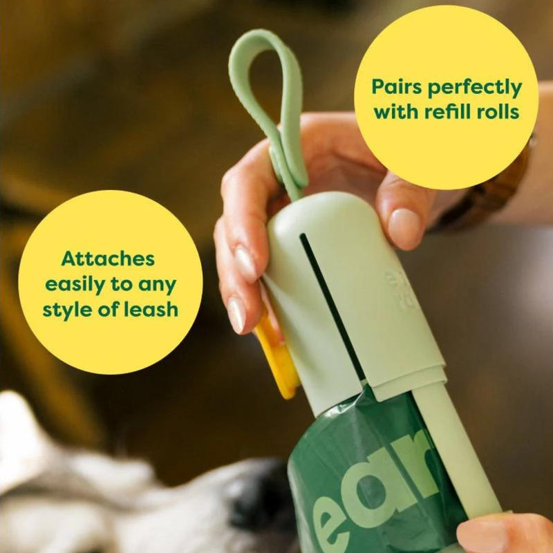 Earth Rated Dog Poop Bag Holder with Poop Bags Durable and Leakproof Unscented Made from recycled plastic 1 Dispenser and 15 Bags In 1 Roll
