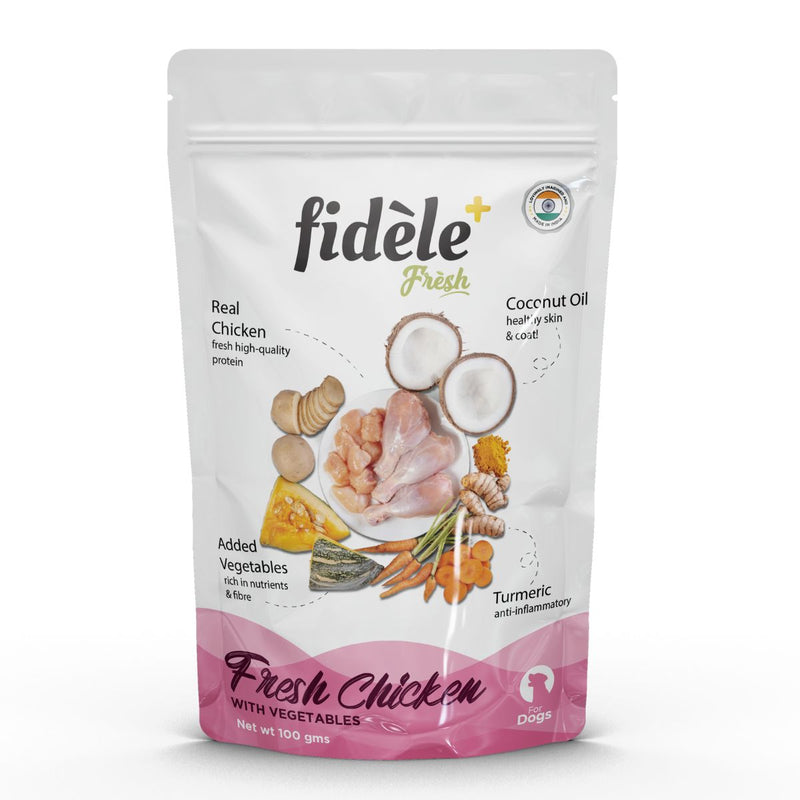 Fidele+ Fresh Chicken With Vegetables Pouch 100 Gm