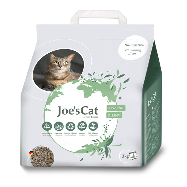 Joe's Cat Clumping Cat Litter 3kg Natural Biodegradable Low Dust Wood Fiber and Recycled Paper Odor Control 600 Percent Absorption Eco Friendly