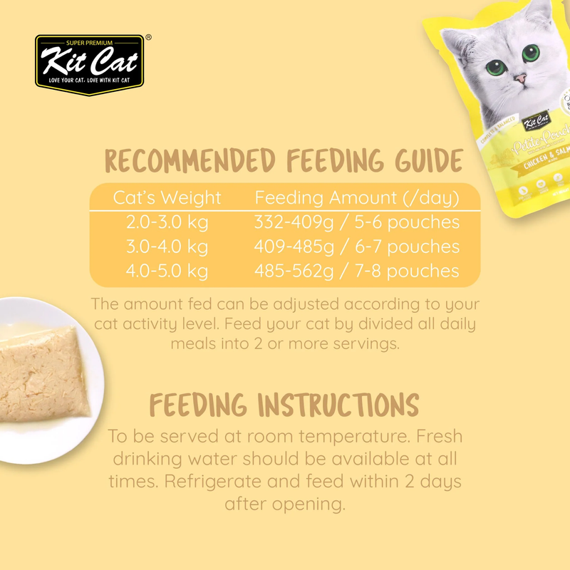Kit Cat Petite Pouch Complete & Balanced Wet Cat Food - Chicken & Salmon in Aspic 70g