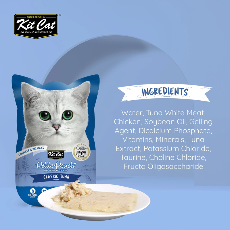Kit Cat Petite Pouch Complete & Balanced Wet Cat Food - Classic Tuna in Aspic 70g