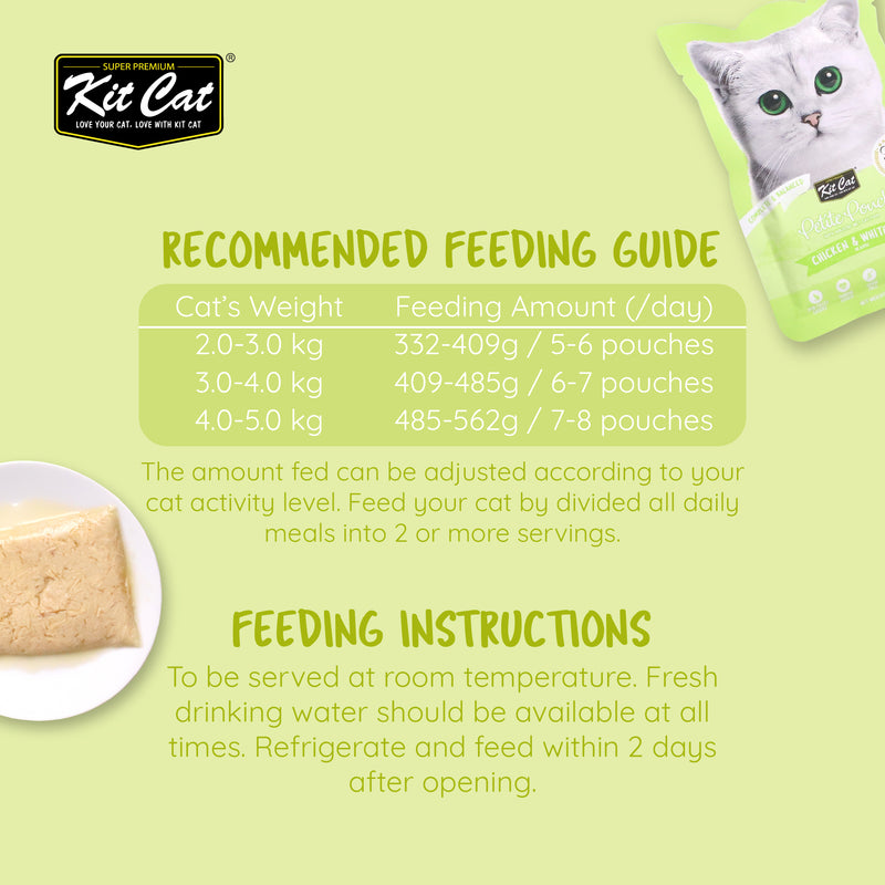 Kit Cat Petite Pouch Complete & Balanced Wet Cat Food - Chicken & Whitefish in Aspic