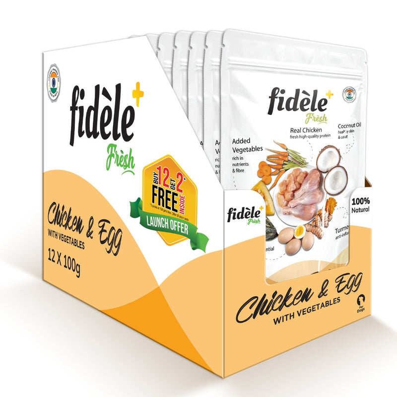 Fidele+ Fresh Chicken & Egg With Vegetables Pouch 100 gm