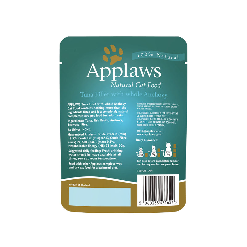 Applaws Cat Wet Food Tuna Fillet with Whole Anchovy in Broth