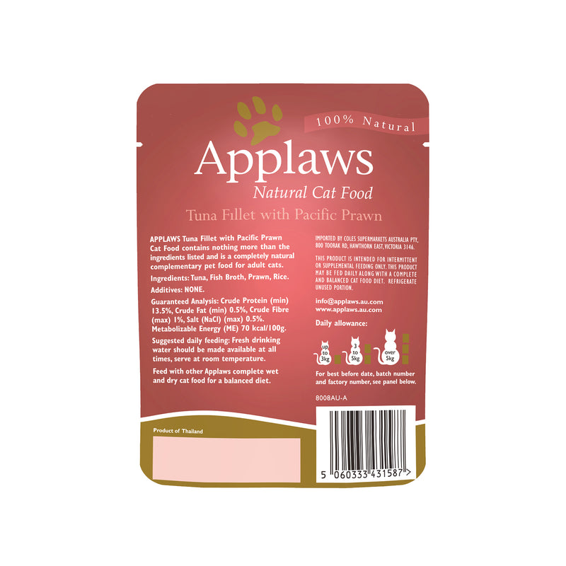 Applaws Cat Wet Food Tuna Fillet with Pacific Prawns in Broth
